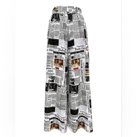 Women Random Print Minimalist Daily Wear High Waisted Long Pants, Elegant For - Picture 3 of 3